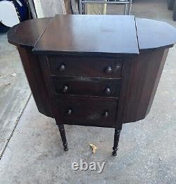 Antique Mahogany Martha Washington Sewing Cabinet Hardwood 3 Drawers