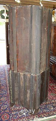 Antique Mahogany Wood 2 Door Tall Narrow Corner Cabinet With Light