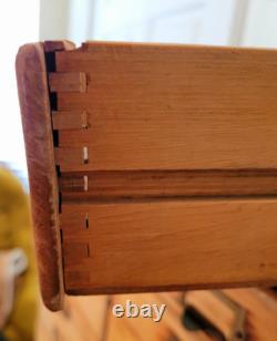Antique Maple Wood Apothecary Cabinet 14 Dovetail Drawers Documents 53X23X 16