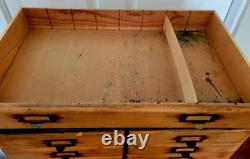 Antique Maple Wood Apothecary Cabinet 14 Dovetail Drawers Documents 53X23X 16