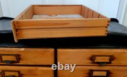 Antique Maple Wood Apothecary Cabinet 14 Dovetail Drawers Documents 53X23X 16