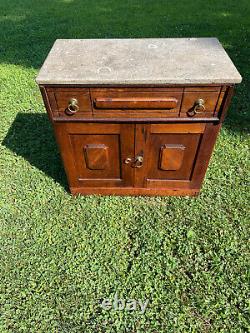 Antique Marble Top East Lake Style Walnut Night Stand/Cabinet cir 1900's-1920's