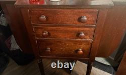 Antique Martha Washington Sewing Cabinet Hardwood 3 Drawers