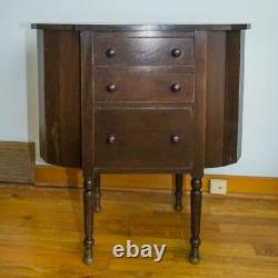 Antique Martha Washington Sewing Table Stand Cabinet Flip Top Side hk