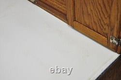 Antique Mastercraft Oak Wood Porcelain Enamel Hoosier Kitchen Cupboard Cabinet