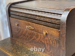 Antique McCaskey Register Quartersawn Oak Roll Top Library File Cabinet