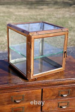 Antique Medical Cabinet Brass Apothecary Glass Display Case Industrial bathroom