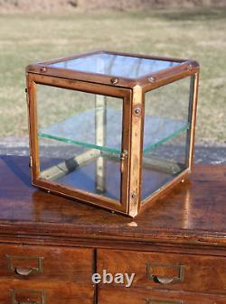 Antique Medical Cabinet Brass Apothecary Glass Display Case Industrial bathroom