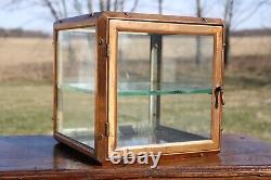 Antique Medical Cabinet Brass Apothecary Glass Display Case Industrial bathroom