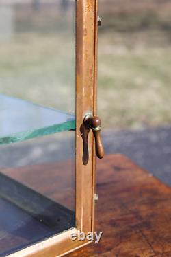 Antique Medical Cabinet Brass Apothecary Glass Display Case Industrial bathroom