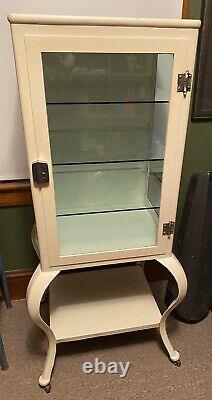 Antique Medical Cabinet Industrial Medical Cabinet Metal and Glass Display WithKey