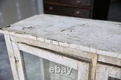 Antique Medical Cabinet Wood Glass Display Case Vintage apothecary Chippy white