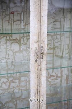 Antique Medical Cabinet Wood Glass Display Case Vintage apothecary Chippy white