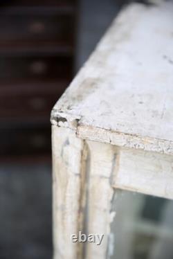 Antique Medical Cabinet Wood Glass Display Case Vintage apothecary Chippy white