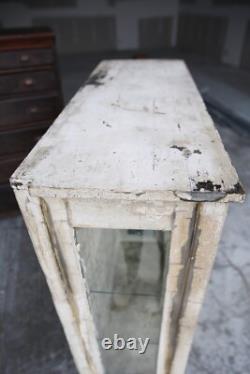 Antique Medical Cabinet Wood Glass Display Case Vintage apothecary Chippy white