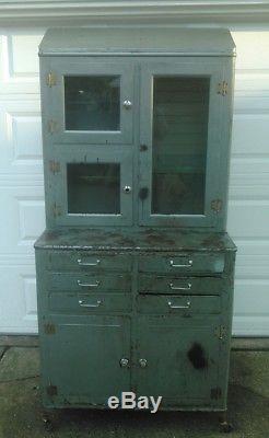 Antique Medical Dental Cabinet Industrial Apothecary Steampunk