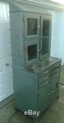 Antique Medical Dental Cabinet Industrial Apothecary Steampunk