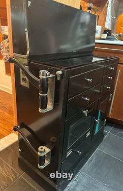 Antique Medical Podiatry Dental Metal Glass Cabinet with Bottles Electric Bosworth