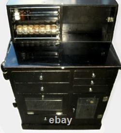 Antique Medical Podiatry Dental Metal Glass Cabinet with Bottles Electric Bosworth