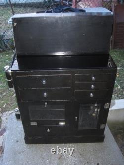 Antique Medical Podiatry Dental Metal Glass Cabinet with Bottles Electric Bosworth