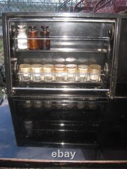 Antique Medical Podiatry Dental Metal Glass Cabinet with Bottles Electric Bosworth