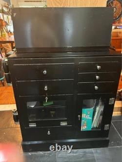 Antique Medical Podiatry Dental Metal Glass Cabinet with Bottles Electric Bosworth