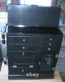 Antique Medical Podiatry Dental Metal Glass Cabinet with Bottles Electric Bosworth