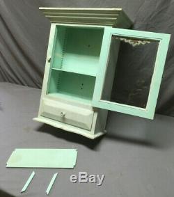 Antique Medicine Cabinet Cupboard Green Blue Shabby Cottage Chic Country 246-19L
