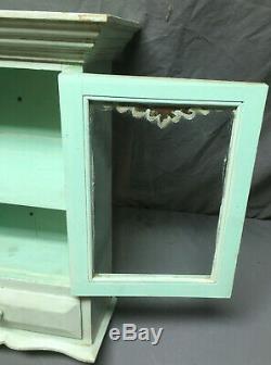 Antique Medicine Cabinet Cupboard Green Blue Shabby Cottage Chic Country 246-19L