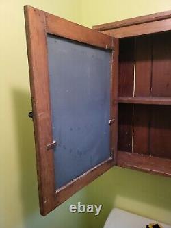 Antique Medicine Cabinet Wood Surface Mount handmade Old VTG Country