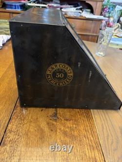 Antique Metal JP Coats Counter Top Spool / Thread Cabinet W 70+ Wood Spools Antique Metal JP Coats Counter Top Spool / Thread Cabinet W 70+ Wood Spools