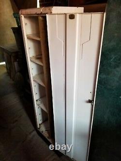 Antique Metal Tall Cabinet, bathroom, utility cabinet, cupboard, shelves altered