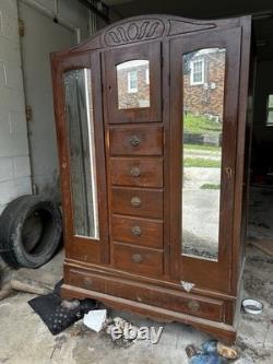 Antique Mid Century Chifforobe Cabinet