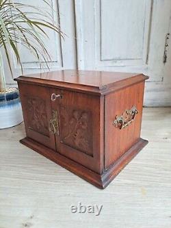 Antique Miniature Cabinet, Ghotic Reval Bank Of Drawers, Collectors Drawers