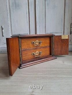 Antique Miniature Cabinet, Ghotic Reval Bank Of Drawers, Collectors Drawers