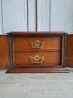 Antique Miniature Cabinet, Ghotic Reval Bank Of Drawers, Collectors Drawers