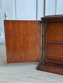 Antique Miniature Cabinet, Ghotic Reval Bank Of Drawers, Collectors Drawers