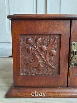 Antique Miniature Cabinet, Ghotic Reval Bank Of Drawers, Collectors Drawers