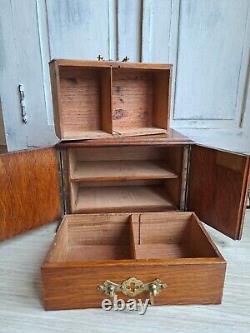 Antique Miniature Cabinet, Ghotic Reval Bank Of Drawers, Collectors Drawers