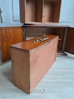 Antique Miniature Cabinet, Ghotic Reval Bank Of Drawers, Collectors Drawers