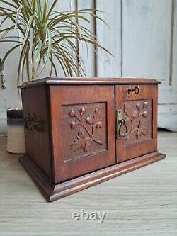 Antique Miniature Cabinet, Ghotic Reval Bank Of Drawers, Collectors Drawers