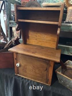 Antique Miniature Childs Primitive Wooden Step Back Cupboard Kitchen Pantry