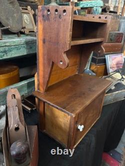 Antique Miniature Childs Primitive Wooden Step Back Cupboard Kitchen Pantry