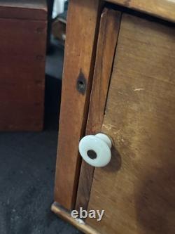 Antique Miniature Childs Primitive Wooden Step Back Cupboard Kitchen Pantry