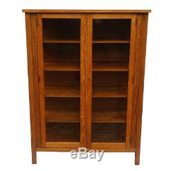 Antique Mission Oak Double Door China Display Cabinet Shelves Arts & Crafts Era