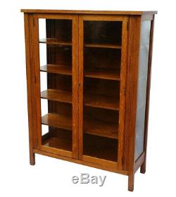 Antique Mission Oak Double Door China Display Cabinet Shelves Arts & Crafts Era