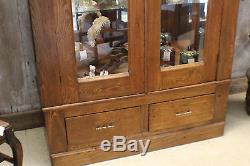 Antique Mission Oak and Glass China Cabinet
