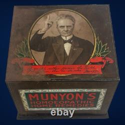Antique Munyon's Homeopathic Home Remedies Drug Store Tin Cabinet Advertising