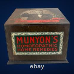 Antique Munyon's Homeopathic Home Remedies Drug Store Tin Cabinet Advertising