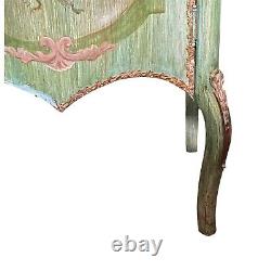 Antique Music Cabinet 20th C Green Turquoise Hand Painted